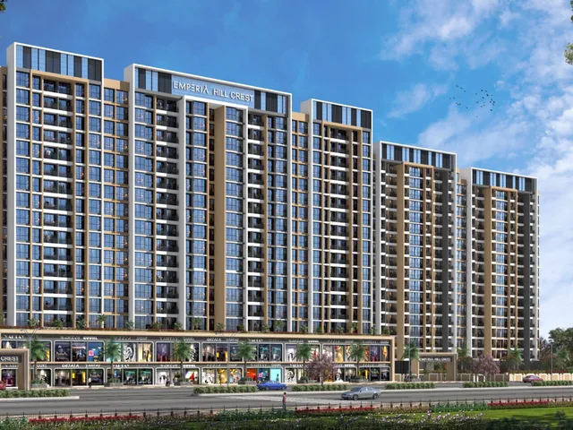 Emperia Hillcrest towers and retail podium — daytime render