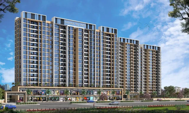 Emperia Hillcrest towers and retail podium — daytime render