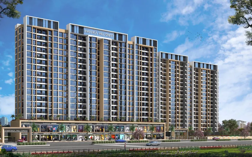 Emperia Hillcrest towers and retail podium — daytime render